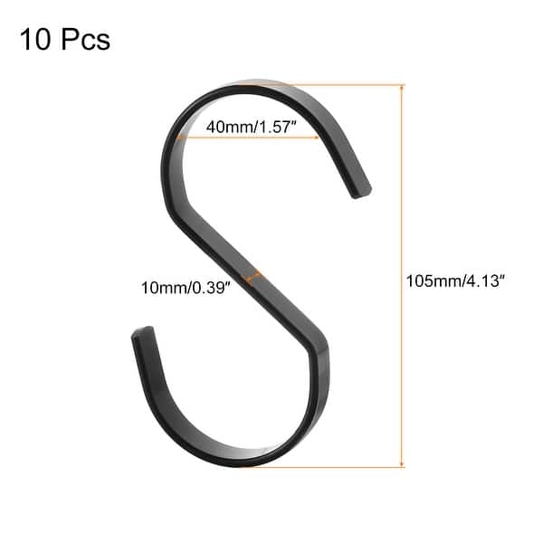 10Pcs 4.1Inch Flat S Hooks Hanging Hook for Home Kitchen Storage, 10mm