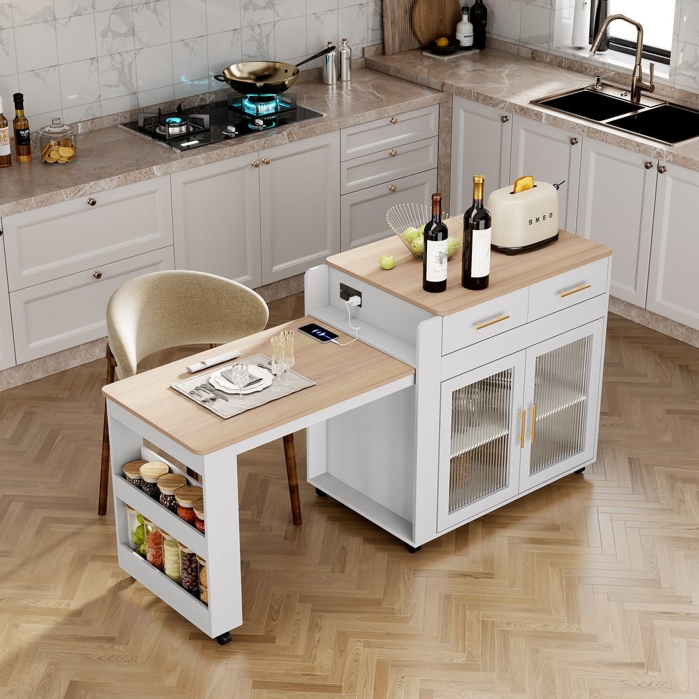 71'' Kitchen Island with Extendable Table