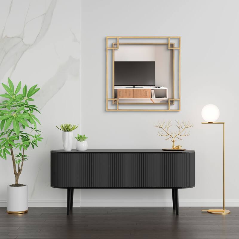 Mavis 22" Square Metal Wall Mirror, Bronze - 22 x 22