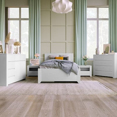 Off White Simple Style Manufacture Wood Bedroom Sets