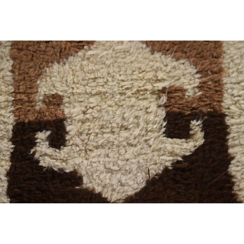 Vegetable Dye Kurdish Runner Rug Handmade Turkish Wool Carpet - 3'4"x 10'7"