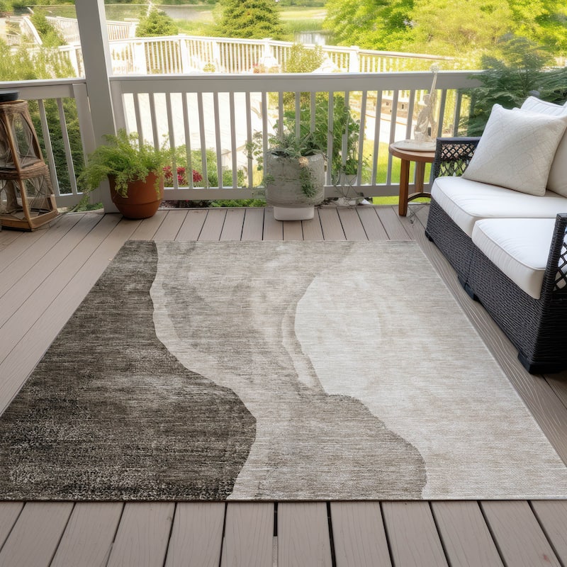 Machine Washable Indoor/ Outdoor Chantille Modern Abstract Rug