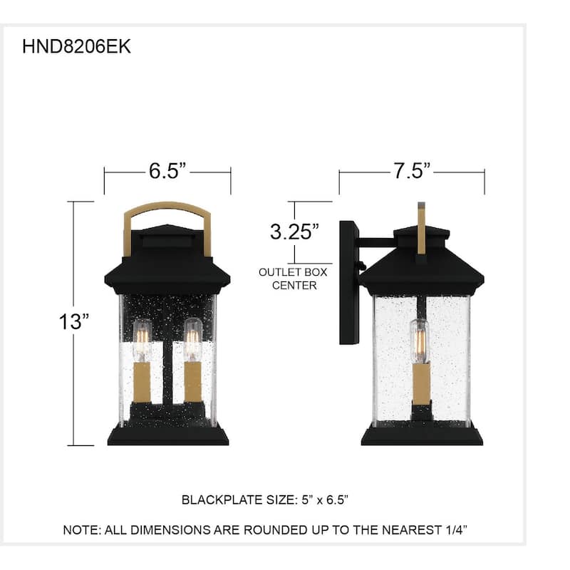 Henderson 2-Light Earth Black Outdoor Wall Lantern
