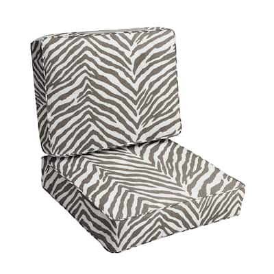 Sunbrella Grey Zebra Indoor/Outdoor Deep Seating Cushion Set, Corded - 23.5" x 23" x 5"