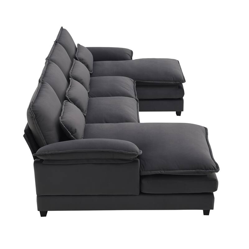 Merax Modern U-shaped Sectional Sofa with Waist Pillows, and Chaise Lounge