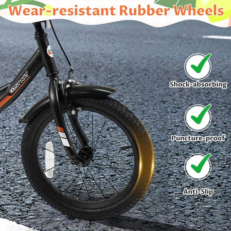 Costway 14" Kids Bike with Removable Training Wheels Adjustable Seat & - See Details