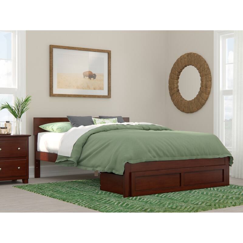 AFI Boston Platform Bed with Foot Drawer - Walnut - Queen
