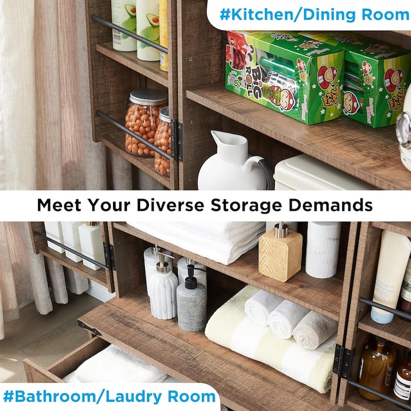 72" Farmhouse Kitchen Pantry Cabinet, Tall Storage Cabinet, Cupboard
