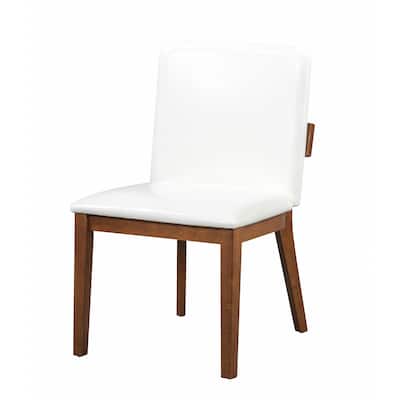 Contemporary Chairs Set - Walnut Finish & Padded Seats - Set of 2