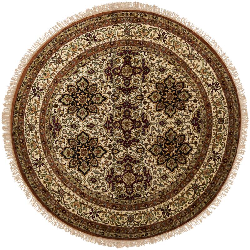 Hand-knotted Legacy Collection Wool Area Rug - 8' Round/Surplus - 8' Round/Surplus - Brunette/Tan