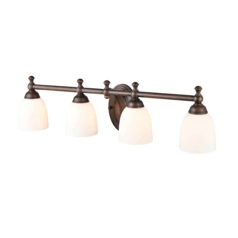 Millennium Light 4 Light Vanity Fixture in Multiple Finishes with Frosted Glass Shades
