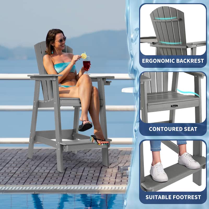Vrakae Tall Adirondack Bar Stool Chair with Connecting Tray
