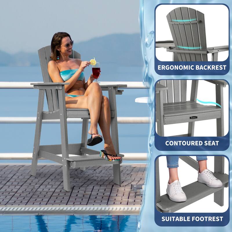 Vrakae Tall Adirondack Bar Stool Chair with Cup Holder