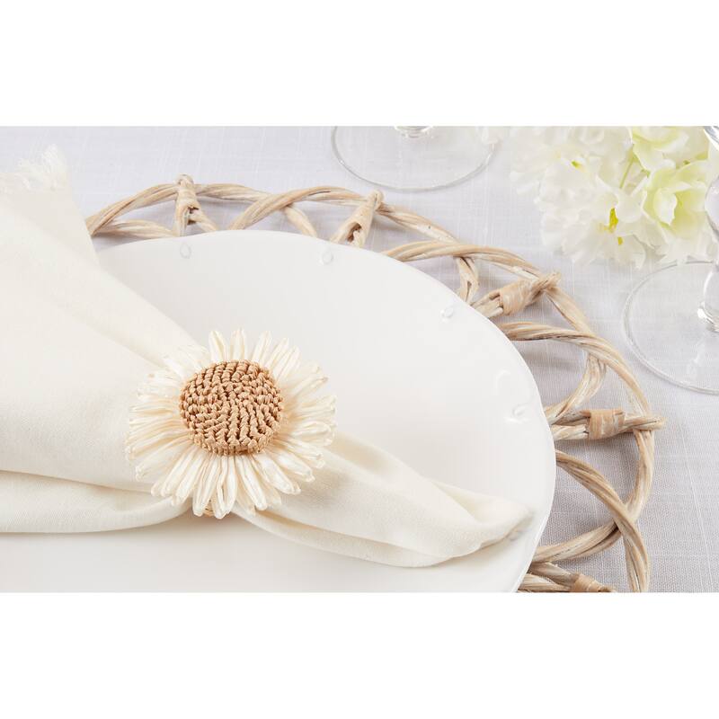 Flower Napkin Rings (Set of 4) - White