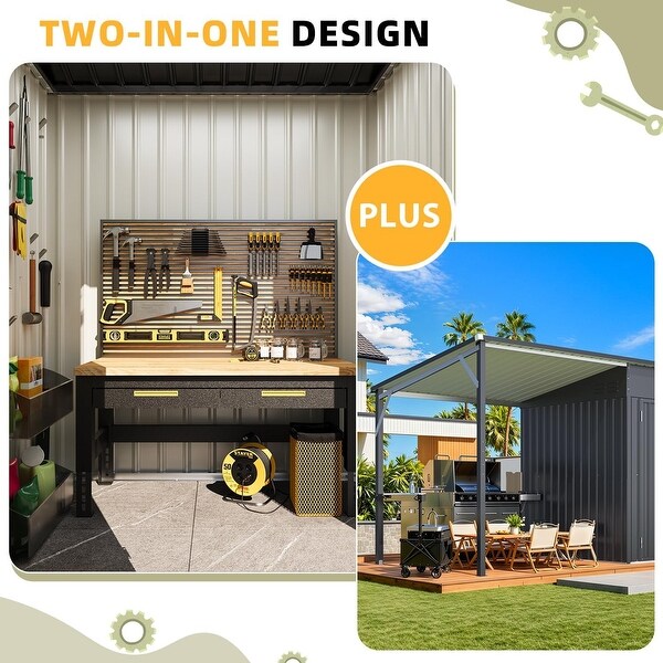 3DO★Cowboy Casino 海外版 外箱付★箱付・説明書付・ソフト付 AECOJOY Outdoor Open-Sided Storage Shed Tool Shed Attached Hardtop