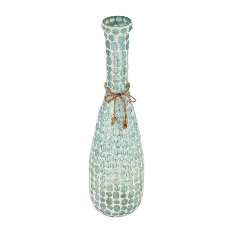 Sagebrook Home Coastal Blue Glass Mosaic Vase