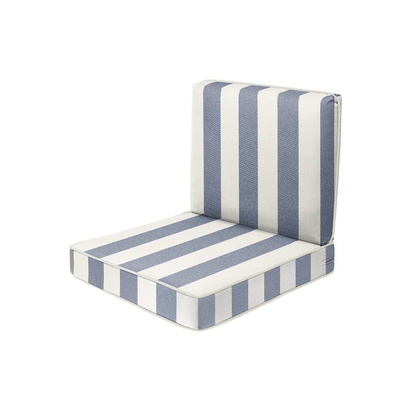 Haven Way Universal Outdoor Deep Seat Lounge Chair Cushion Set - 23x26 - Cornflower Blue Stripe