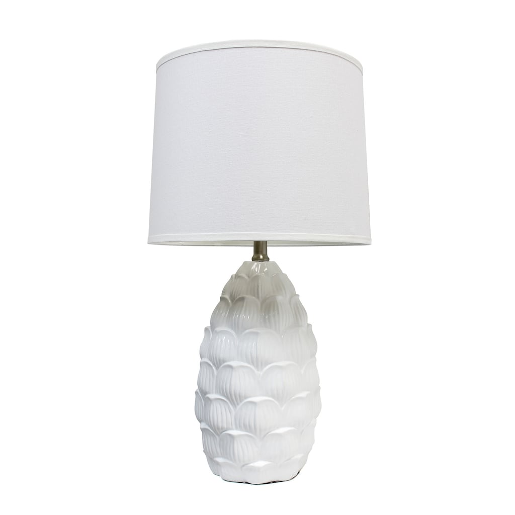 28 in. White Finish Table Lamp with White Shade, Sturdy Table Lamp for Living Rooms and Bedrooms