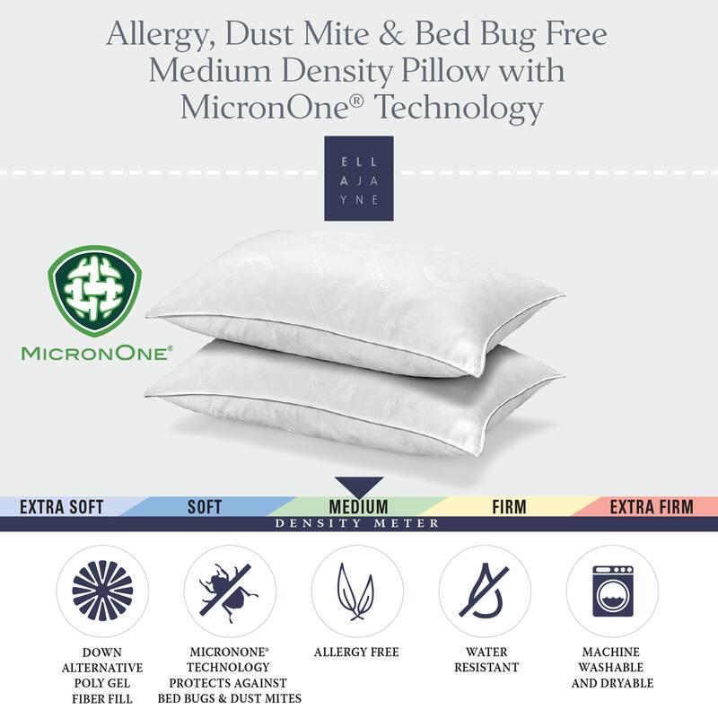 MicronOne Dust Mite, Bedbug, AllergenFree Down Alternative Pillow