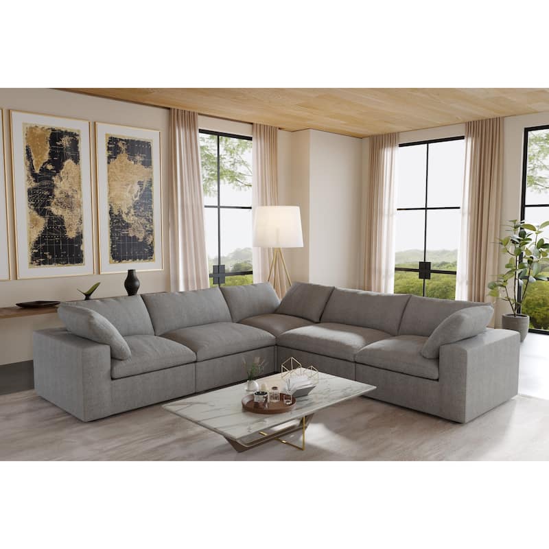 Cloud Modular Sectional Sofa, 5 Seater Corner Sofa with Pillows - Grey