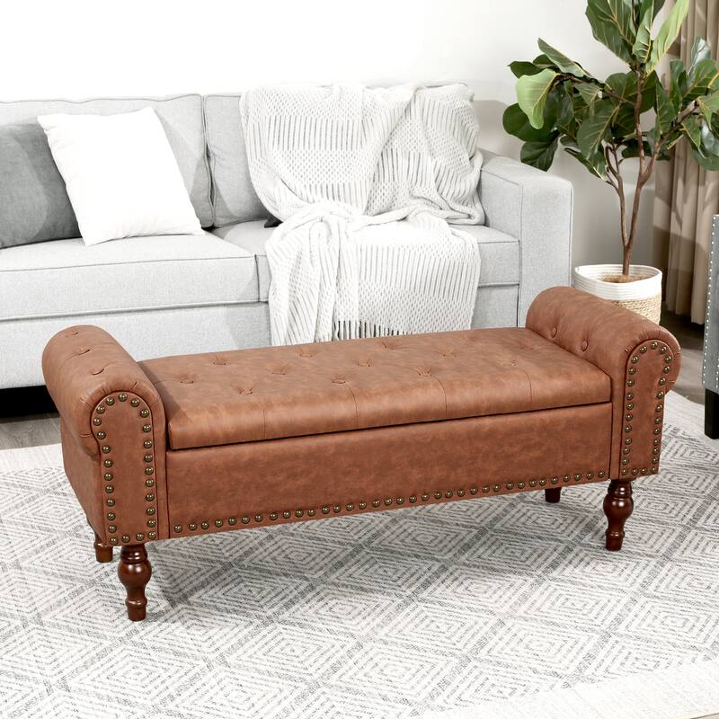 Adeco Storage Ottoman Bench for Bedroom