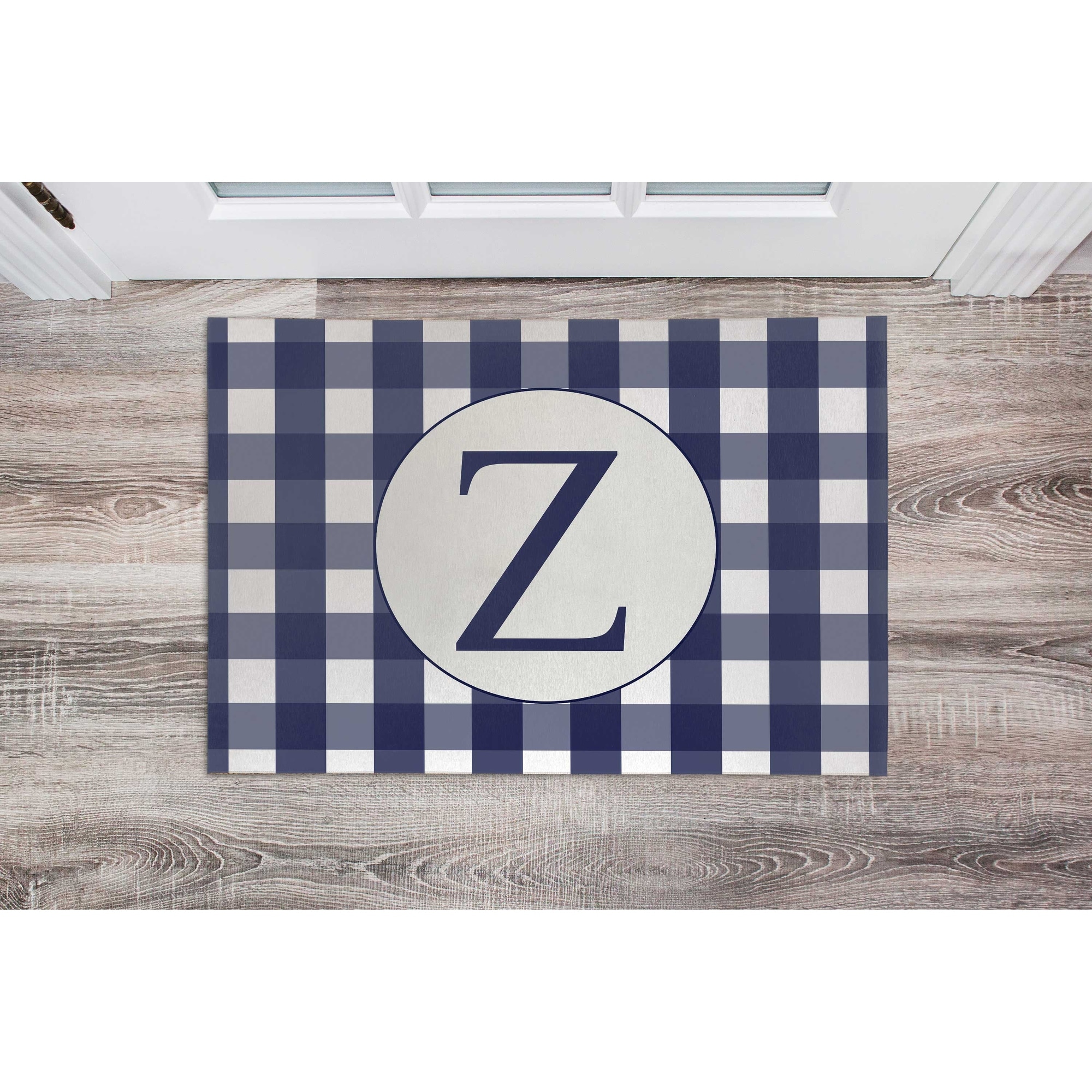 こばと様 MONO NAVY GINGHAM Z Doormat By Kavka Designs - Bed Bath & Beyond