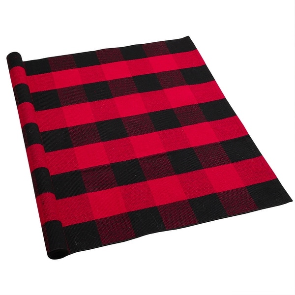 Shop Cotton Checkered Plaid Floor Area Rug Runner Carpet Mat Indoor Outdoor On Sale Overstock 28717881