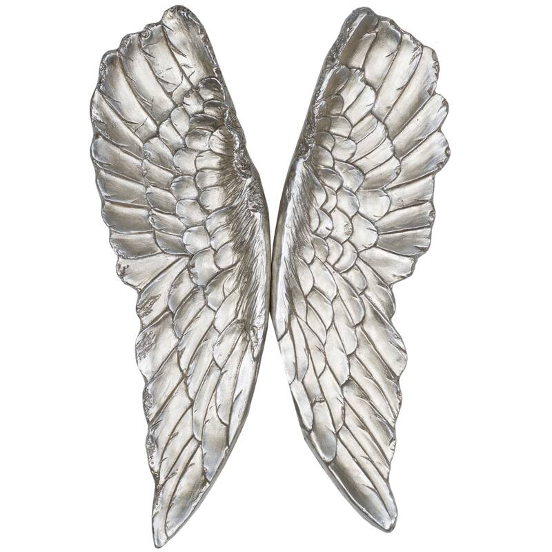 HUJI Silver Wings Wall Decor Set Handmade Wall Art For Bathroom Bedroom Living room Office