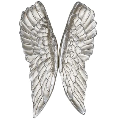 HUJI Silver Wings Wall Decor Set Handmade Wall Art For Bathroom Bedroom Living room Office