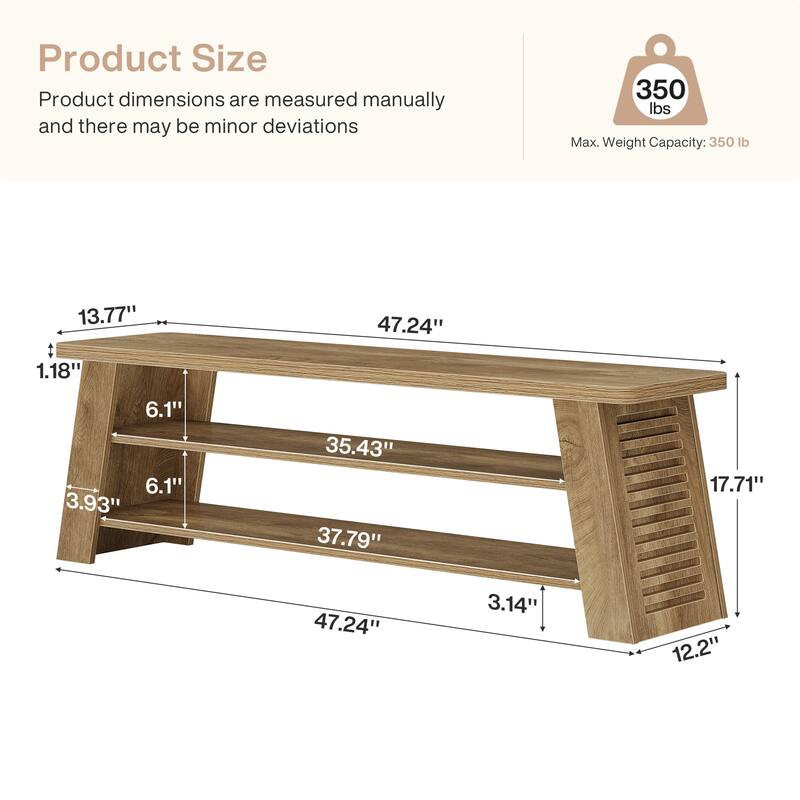 3-Tier Entryway Shoe Bench with Storage Shelf for Living Room, Wooden End of Bed Bench for Bedroom, Dining Bench for Dining Room