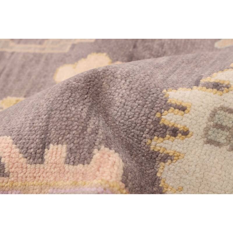 ECARPETGALLERY Hand-knotted Modern Oushak Dark Grey Wool Rug - 9'0 x 11'9