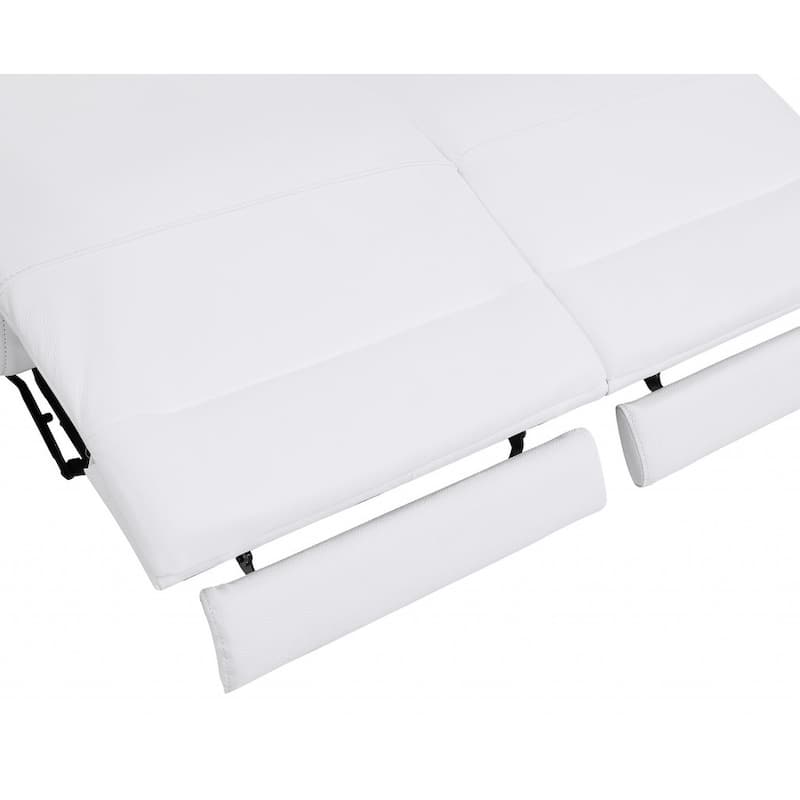 HomeRoots 83" White Italian Leather USB Sofa With Silver Legs - 288.81