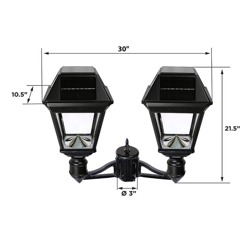 Gama Sonic Imperial III 2-Light Commercial Solar Post Light w/ 2 Color