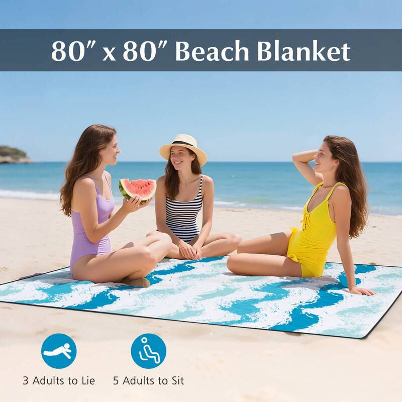 Costway 4 PCS Beach Umbrella Set with 2 Foldable Chairs & Picnic - See Details