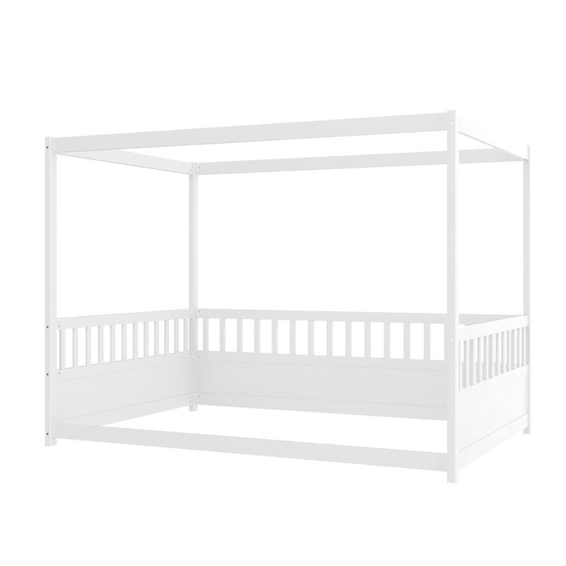 Canopy Bed Frame with Guardrails