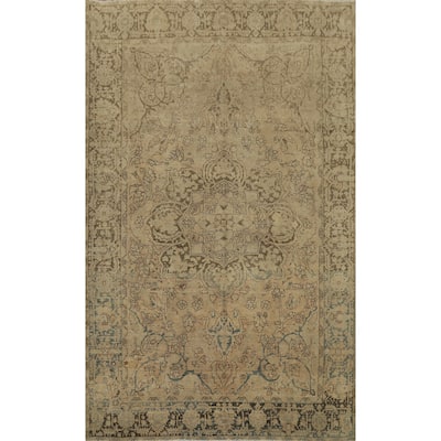 Hand Knotted Oriental 100% Wool Carpet Traditional Floral Brown Heriz Area Rug - 12' 1'' X 8' 5''