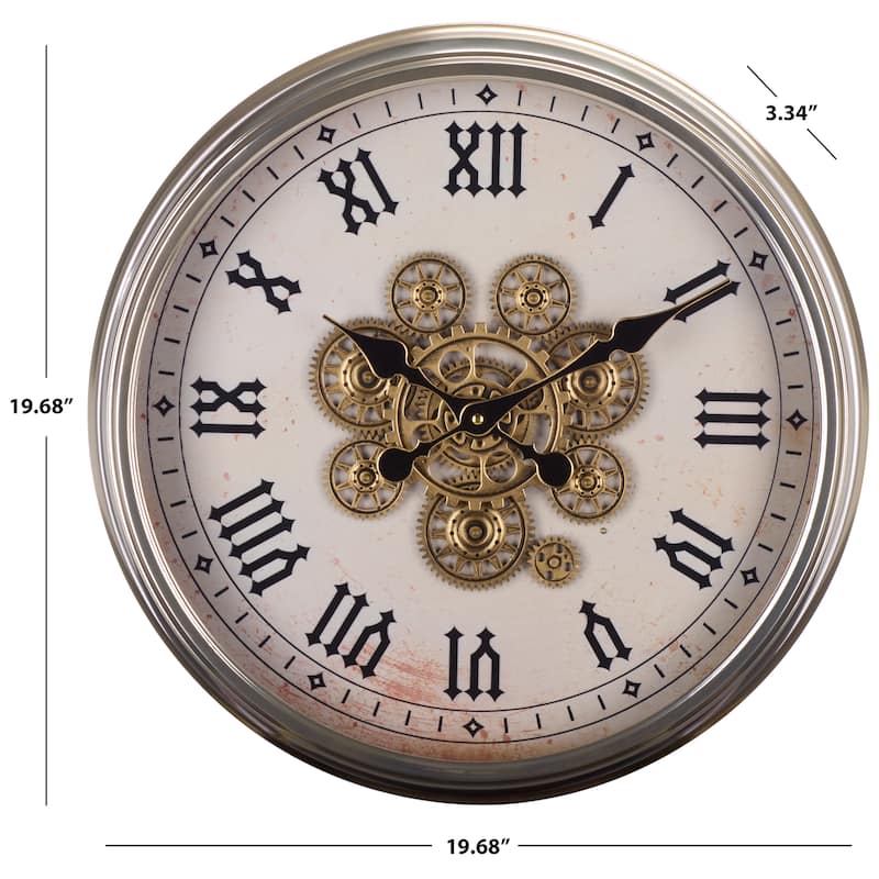 SEI Furniture Hayward Roman Gear Clock - 20"W x 3"D x 20"H