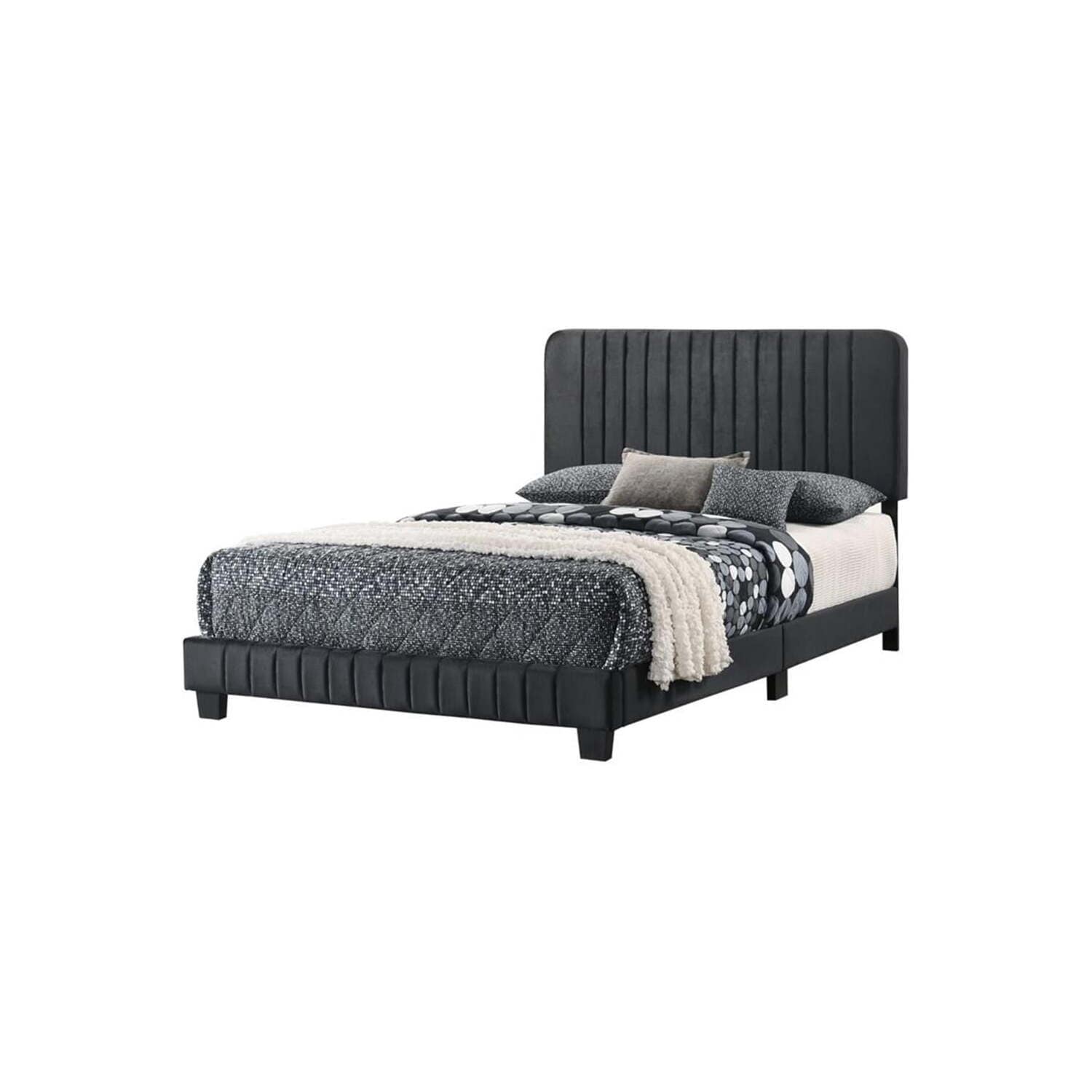 Black Full Bed with Contemporary Transitional Style, Sleek Finish and Spacious Design for Stylish Bedroom Comfort