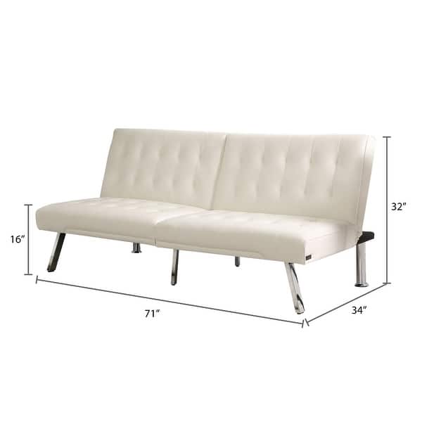 Abbyson Jackson Ivory Faux Leather Foldable Futon Sofa Bed Bed Bath & Beyond 9829805