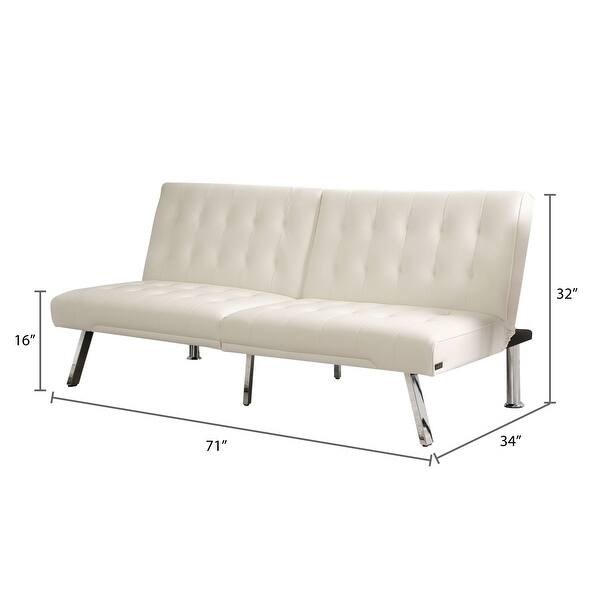 Abbyson Jackson Ivory Faux Leather Foldable Futon Sofa Bed On Sale Overstock 9829805