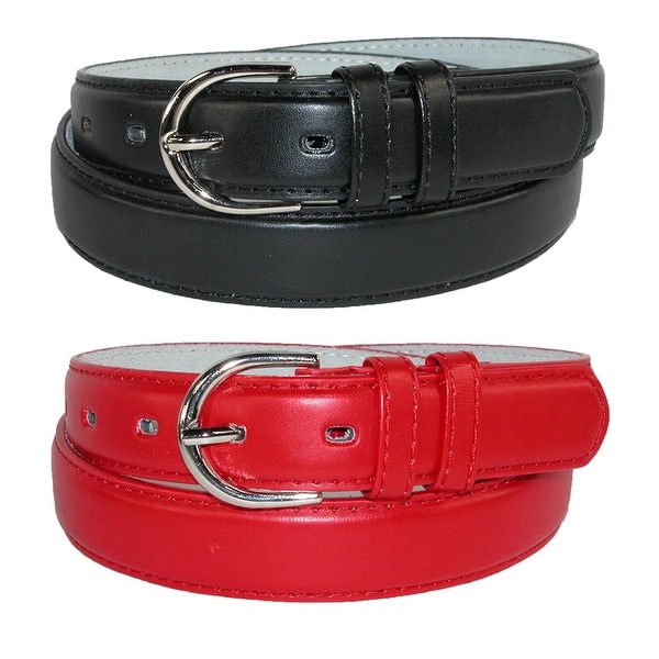 CTM® Women's Leather 1 1/8 Inch Dress Belt (Pack of 2 Colors)