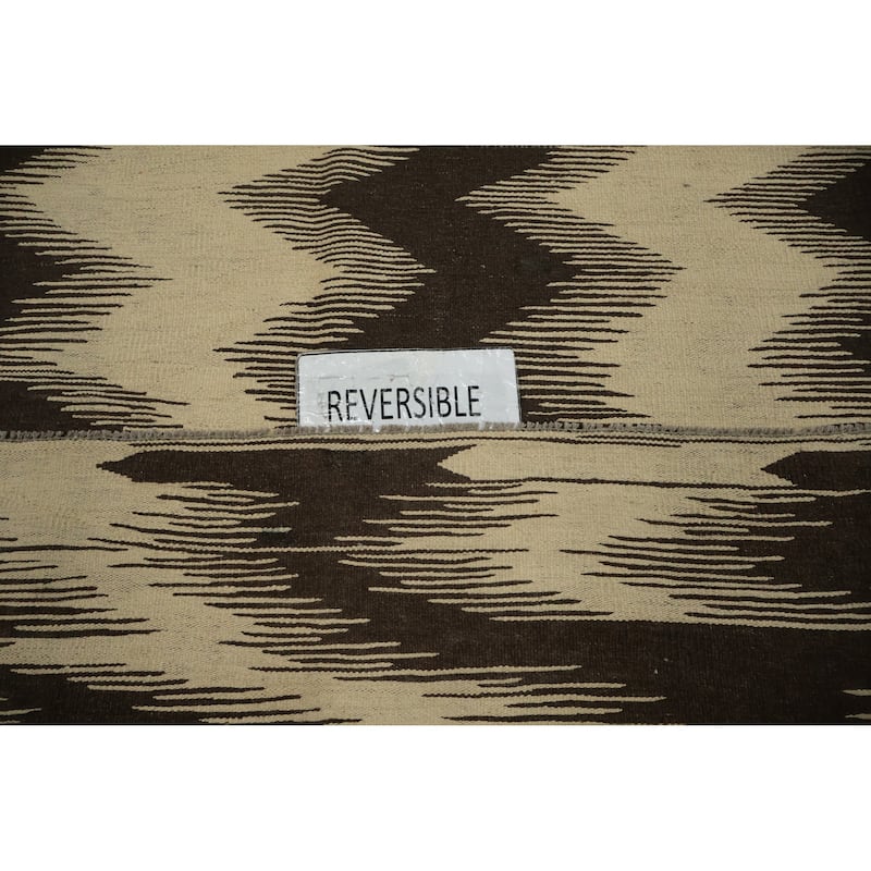 Hand Woven Oriental 100% Wool Carpet Southwestern Modern Beige & Ivories Kilim Area Rug - 8' 9'' X 6' 0''