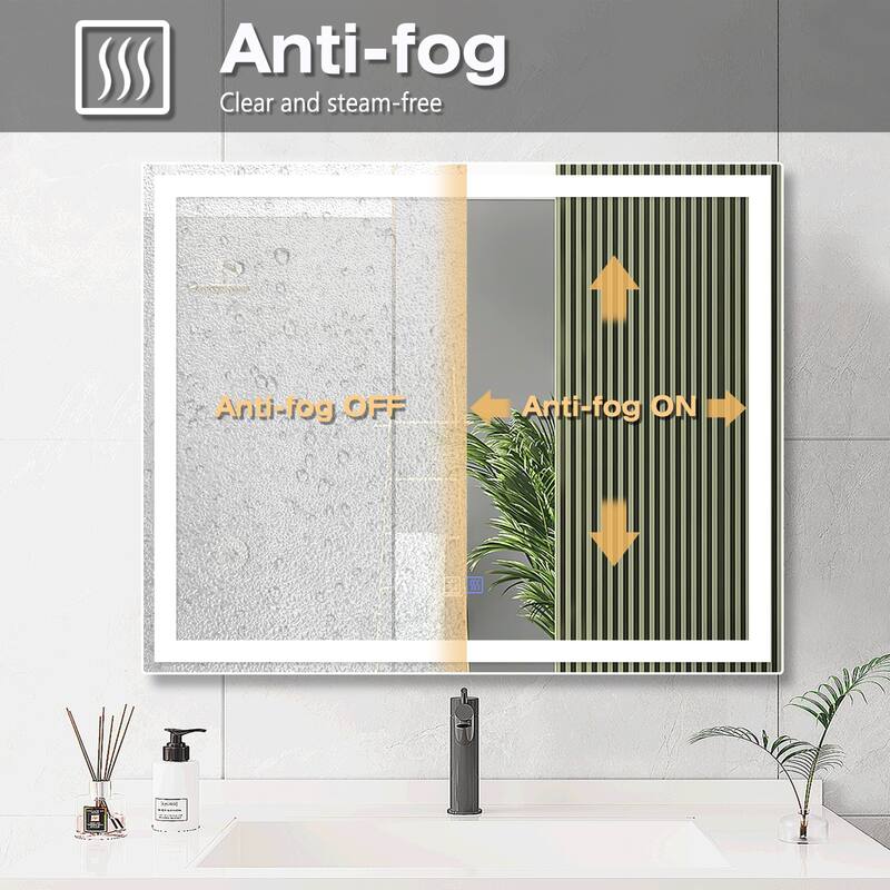 Wall Mounted Bathroom Rectangle Front And Back light LED Mirror With Anti Fog And Dimmable