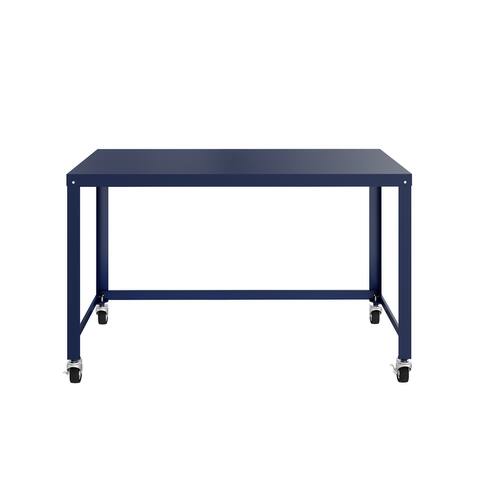 Space Solutions Ready-to-assemble 48-inch Wide Mobile Metal Desk, Navy