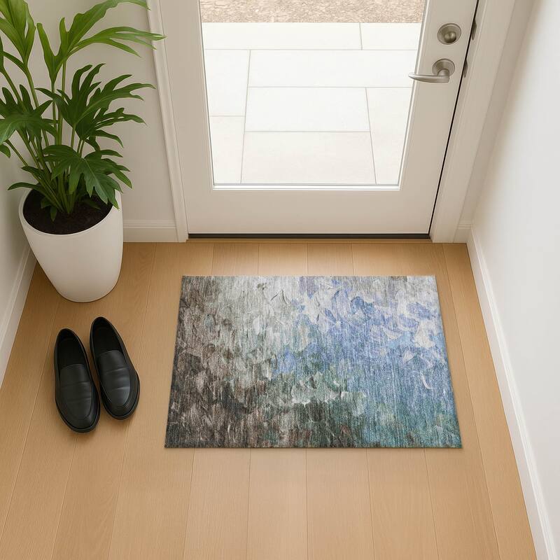 Premium Washable Super Soft Modern Current Mayfield Rug - Denim - 1'8" x 2'6"