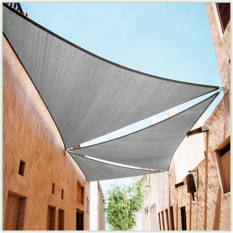 ColourTreeUSA Right Triangle Sun Shade Sail w/Hardware Kit + Cable Ropes HDPE Mesh Fabric Screen Canopy UV Block 190 GSM