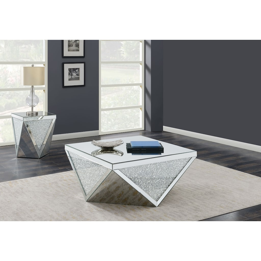 Amore Mirrored Coffee And End Table Set Silver