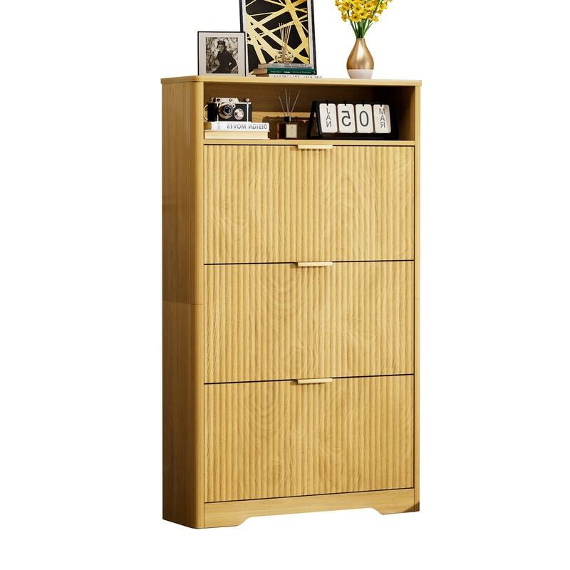 54.4" Tall Free Standing Storage Organizer with Hidden Compartments for Entryway Shoes