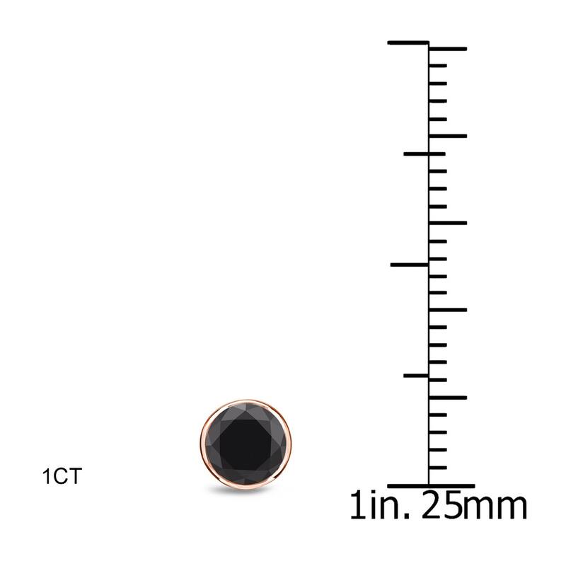Auriya 1/2 to 4ctw Black Diamond Stud Earrings 14k Rose Gold Bezel-set - 1ctw