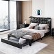 preview thumbnail 66 of 71, Velvet Storage Platform Bed with Wireless Chargers and Drawer Black(Queen bed）